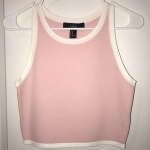Forever21 Pink/White Sweater Crop Tank Top Size M